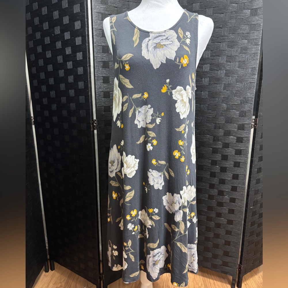 Old Navy A Line SwingTank Dress Womens M‎ Dark Gray Feminine Boho Beachy Cottage